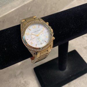 Michael Kors Women's Ritz Stainless Steel Watch With Crystal Topring